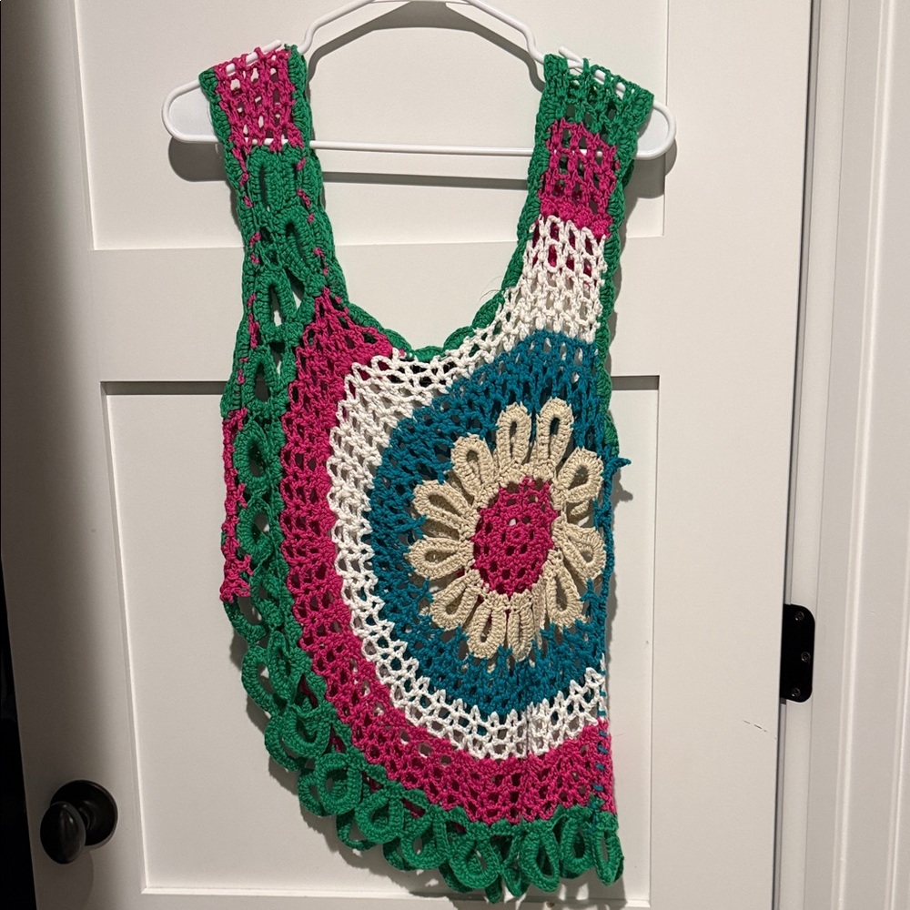 POL Colorful Crochet Sleeveless Top